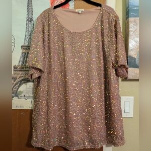 JODIFL Glittering Sequin Blouse - Rose Gold